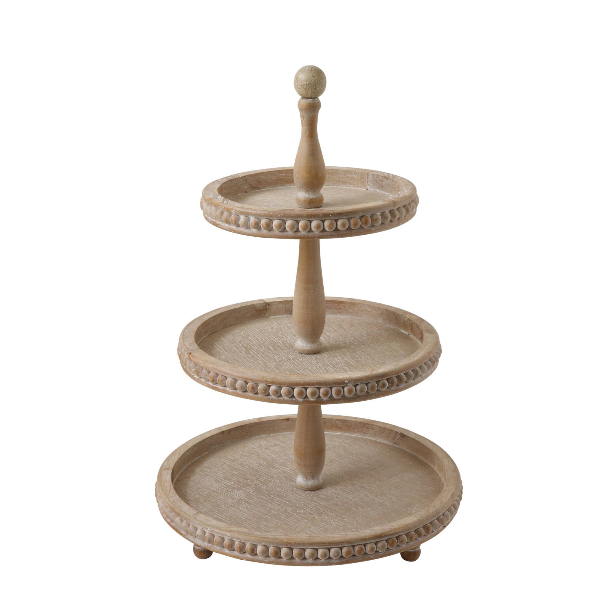 Hello Honey® 24.8" Round 3 Tier Decorative Wood Tray